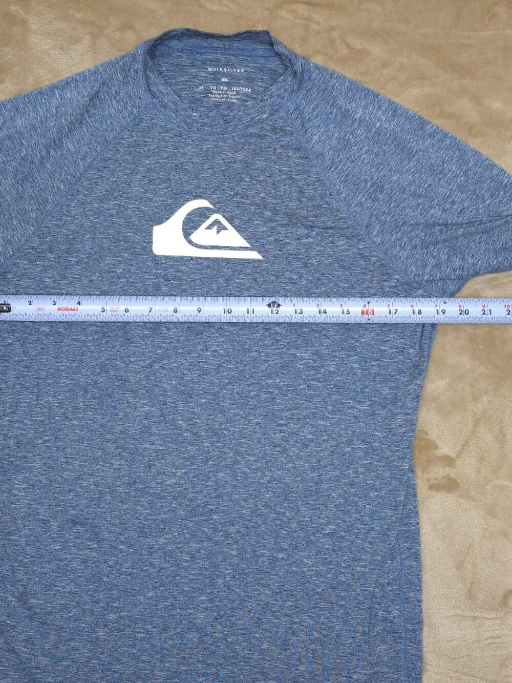 Quiksilver All Time Men's XL Blue Long Sleeve Surf Swim Rash Guard - Runs Small
